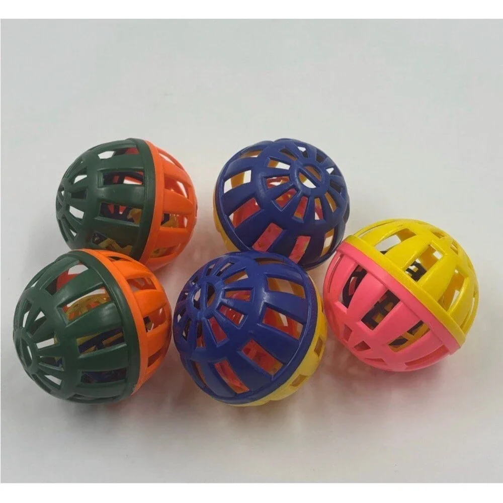 Jingle Bell Cat Toy Balls Colorful Plastic Lattice Chaser Play Toys Lot